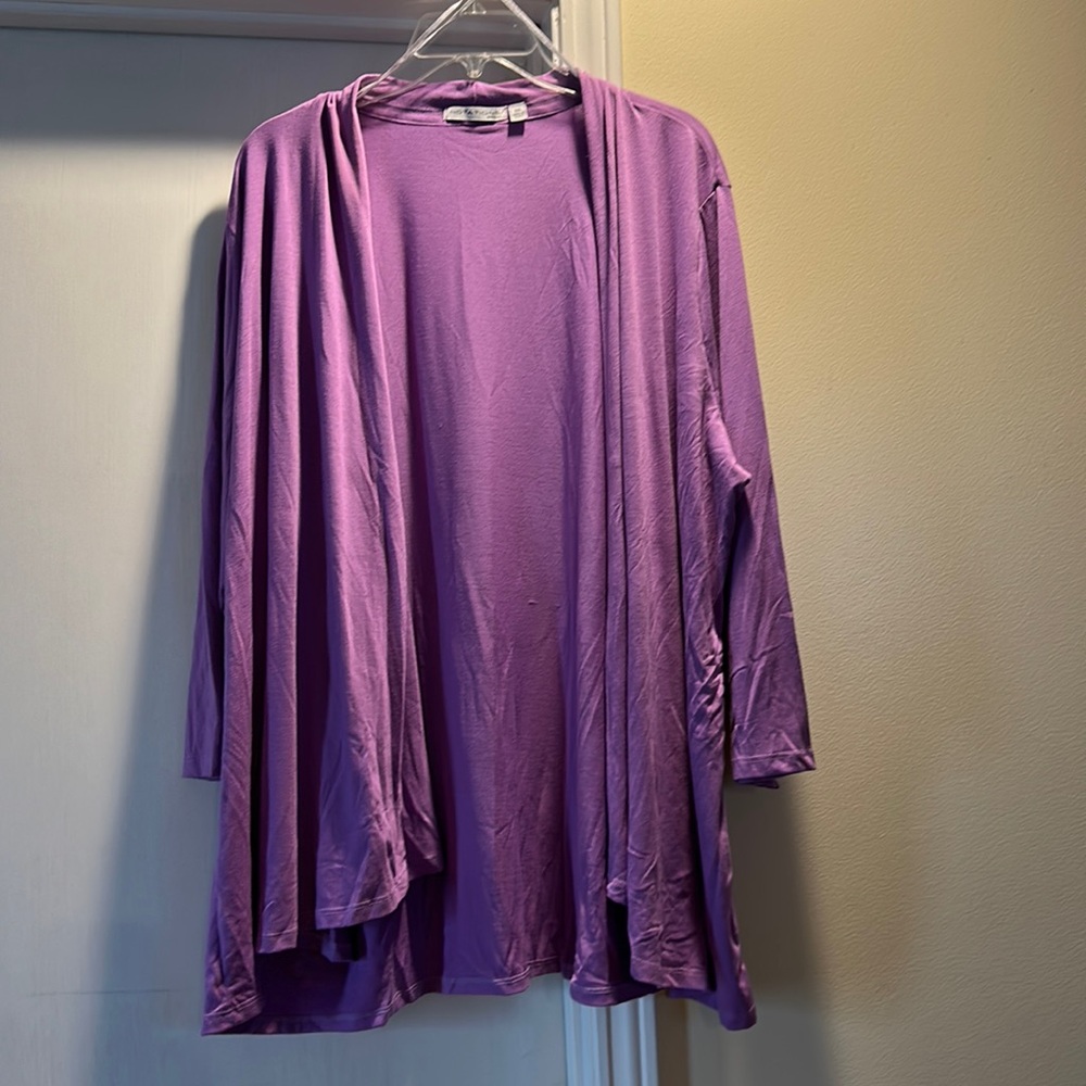 Plus Size Notations Woman Purple Long Cardigan